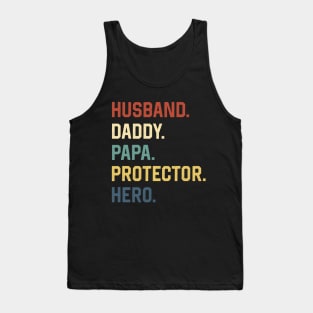 Fathers Day Shirt Husband Daddy Papa Protector Hero Gift Tank Top